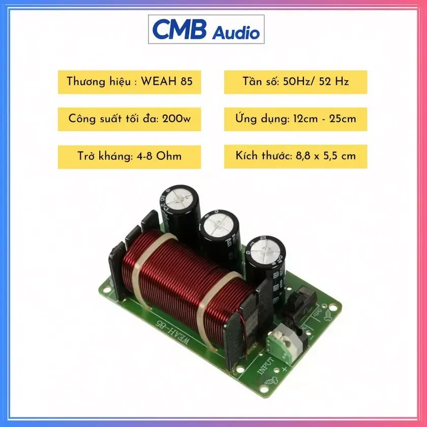 Phân Tần WEAH-85 — Lọc Sub Siêu Trầm 200W, Chống Cháy Loa