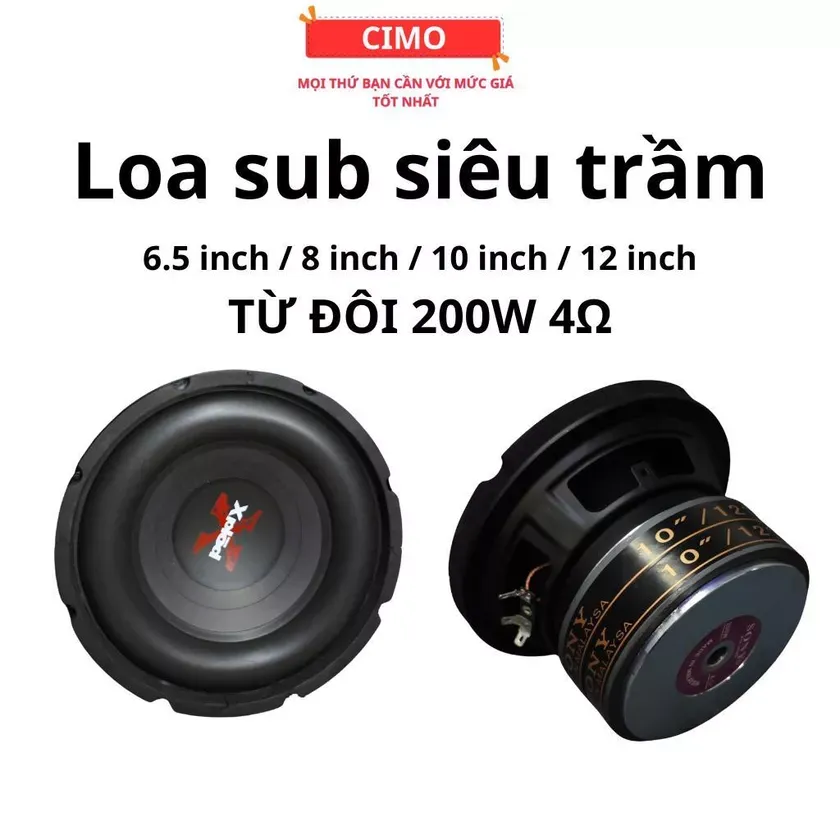 Loa Sub Siêu Trầm Sony 200W 4Ω — Từ Đôi Dày, Nhiều Size 6.5"-12"